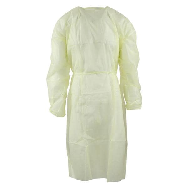Cardinal Protective Procedure Gown, One Size Fits Most, Yellow, NonSterile, Disposable - DAMAGED CASE Cardinal Protective Procedure Gown, One Size Fits Most, Yellow, NonSterile, Disposable - DAMAGED CASE
